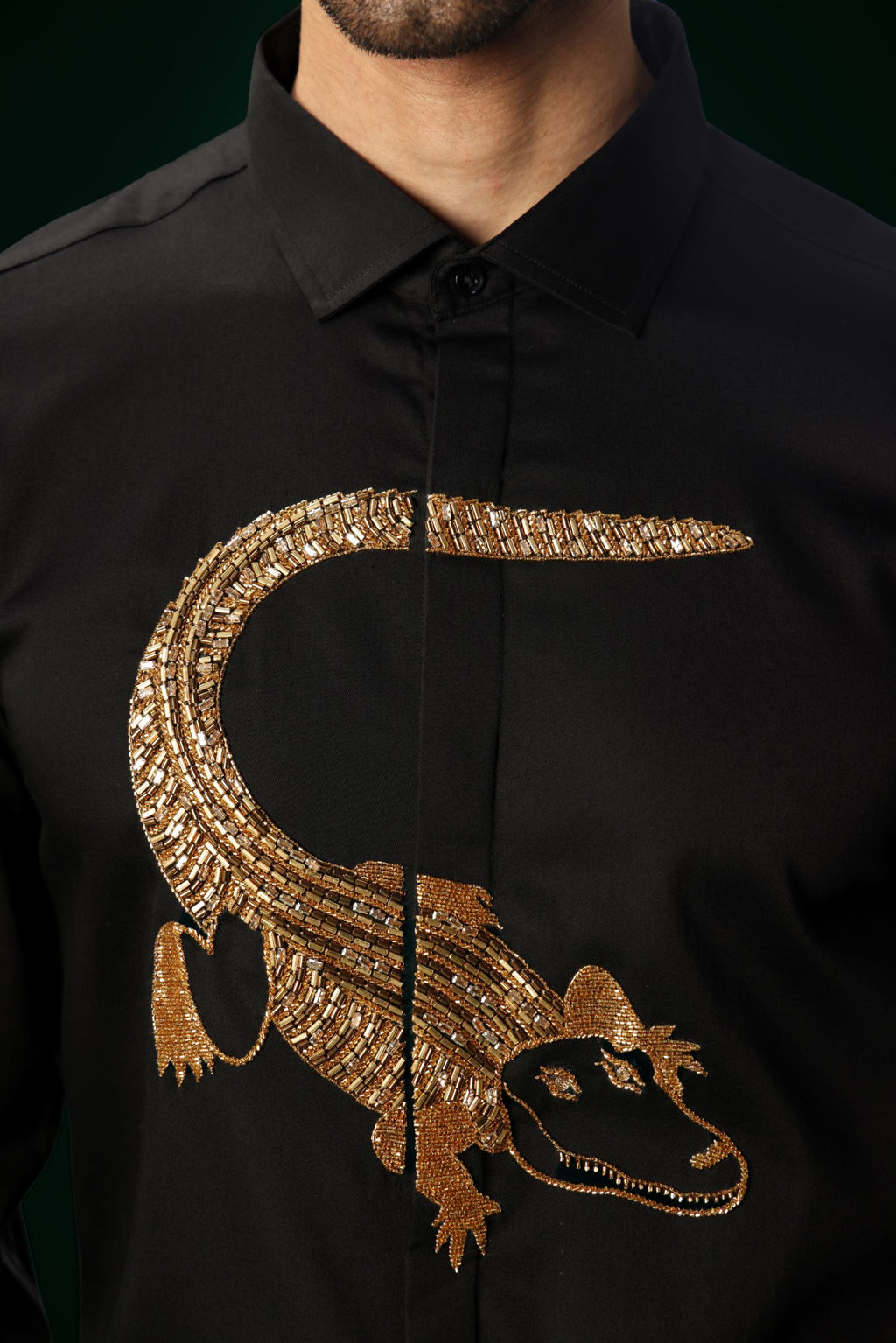 Crocodile - Hand Embroidered Designer Shirt