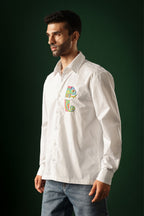 Chameleon - Hand Embroidered Designer Shirt - White