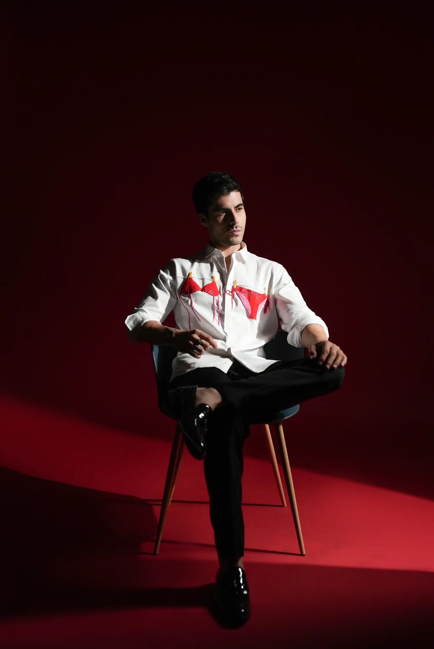 Bikini - Hand Embroidered Designer Shirt - White