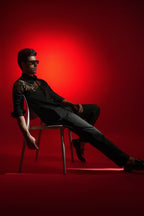 Eagle - Hand Embroidered Designer Shirt - Black