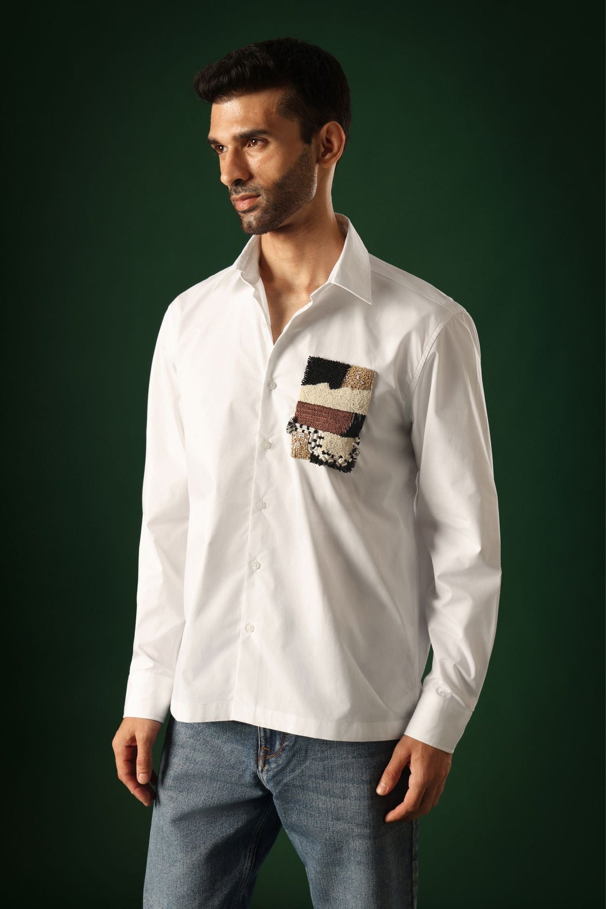 Fragment - Hand Embroidered Oversized Designer Shirt - White