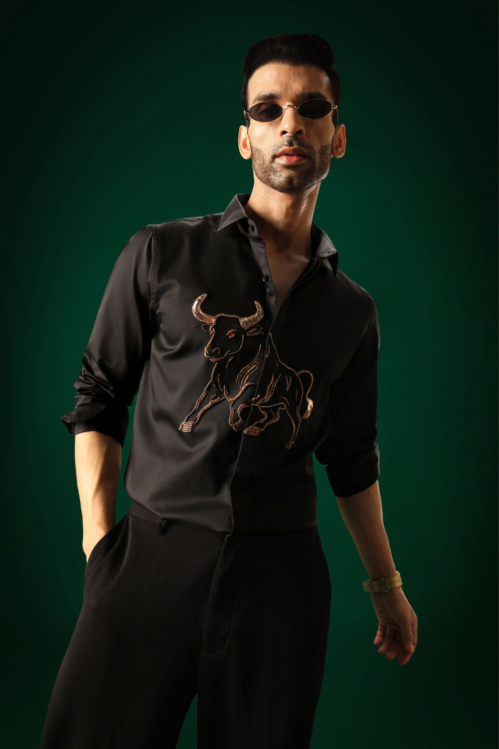 Gini(Bull) - Hand Embroidered Designer Shirt