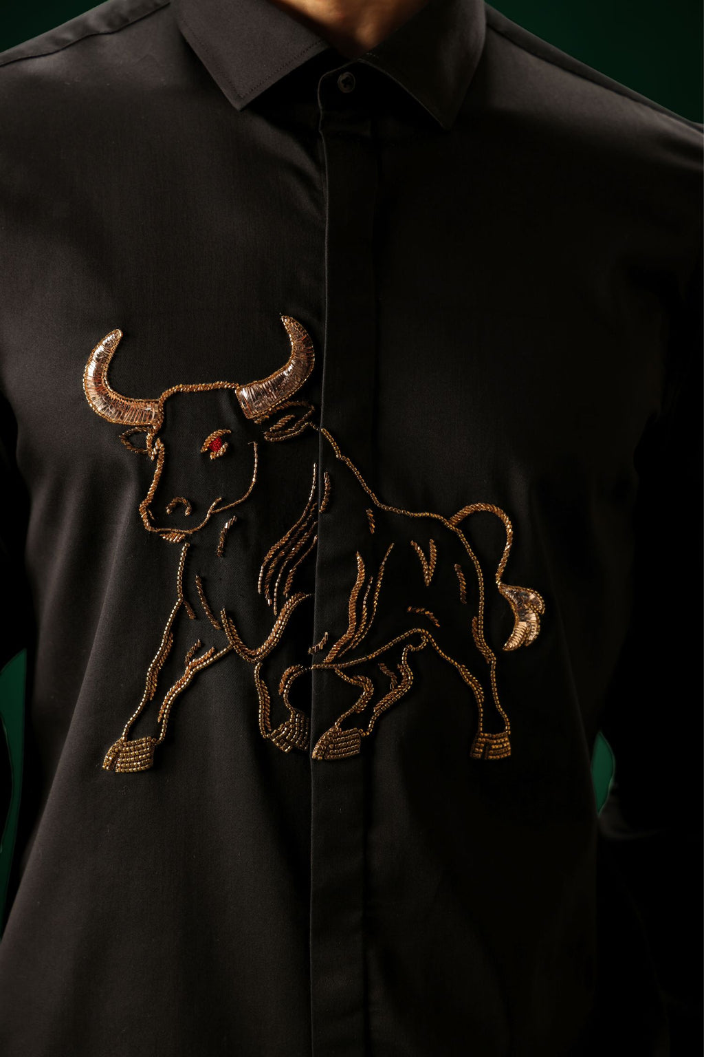 Gini(Bull) - Hand Embroidered Designer Shirt