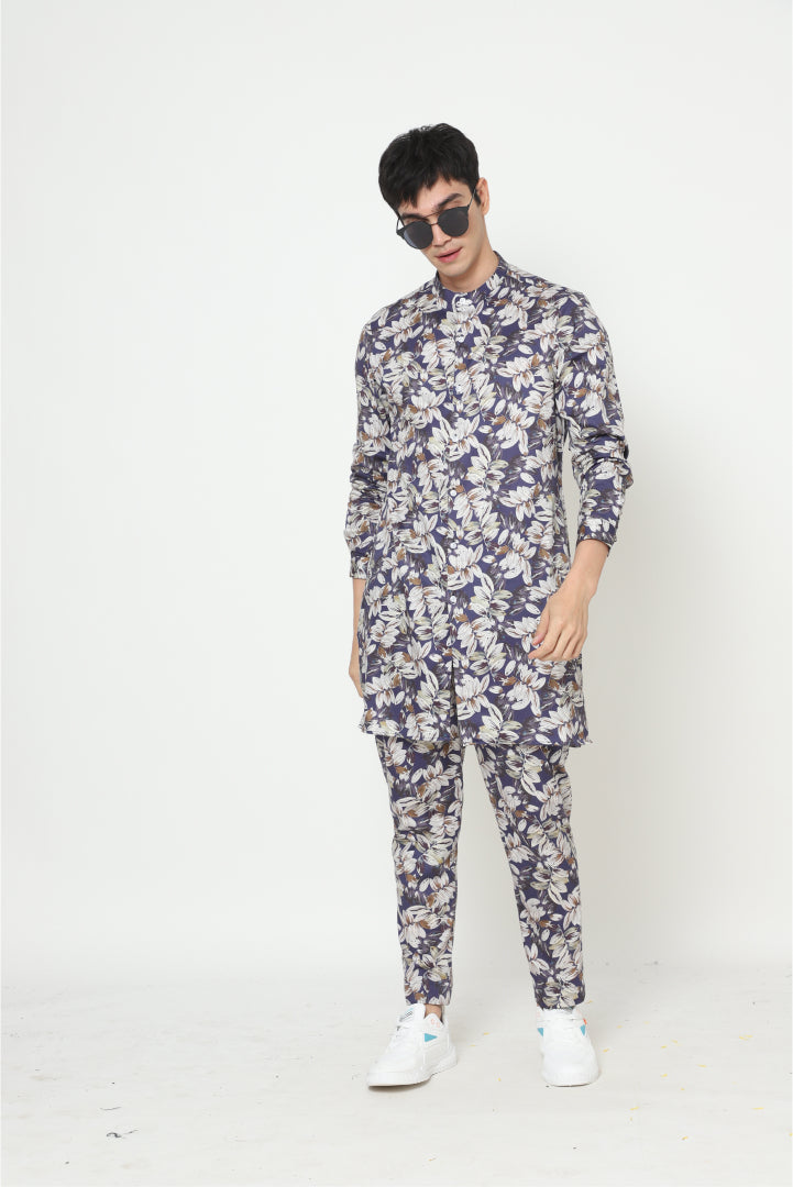 Cobalt Blue Printed Kurta Set