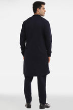 Kamal ke Phool Kurta - Navy Blue