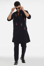 Rabbit Kurta - Navy Blue