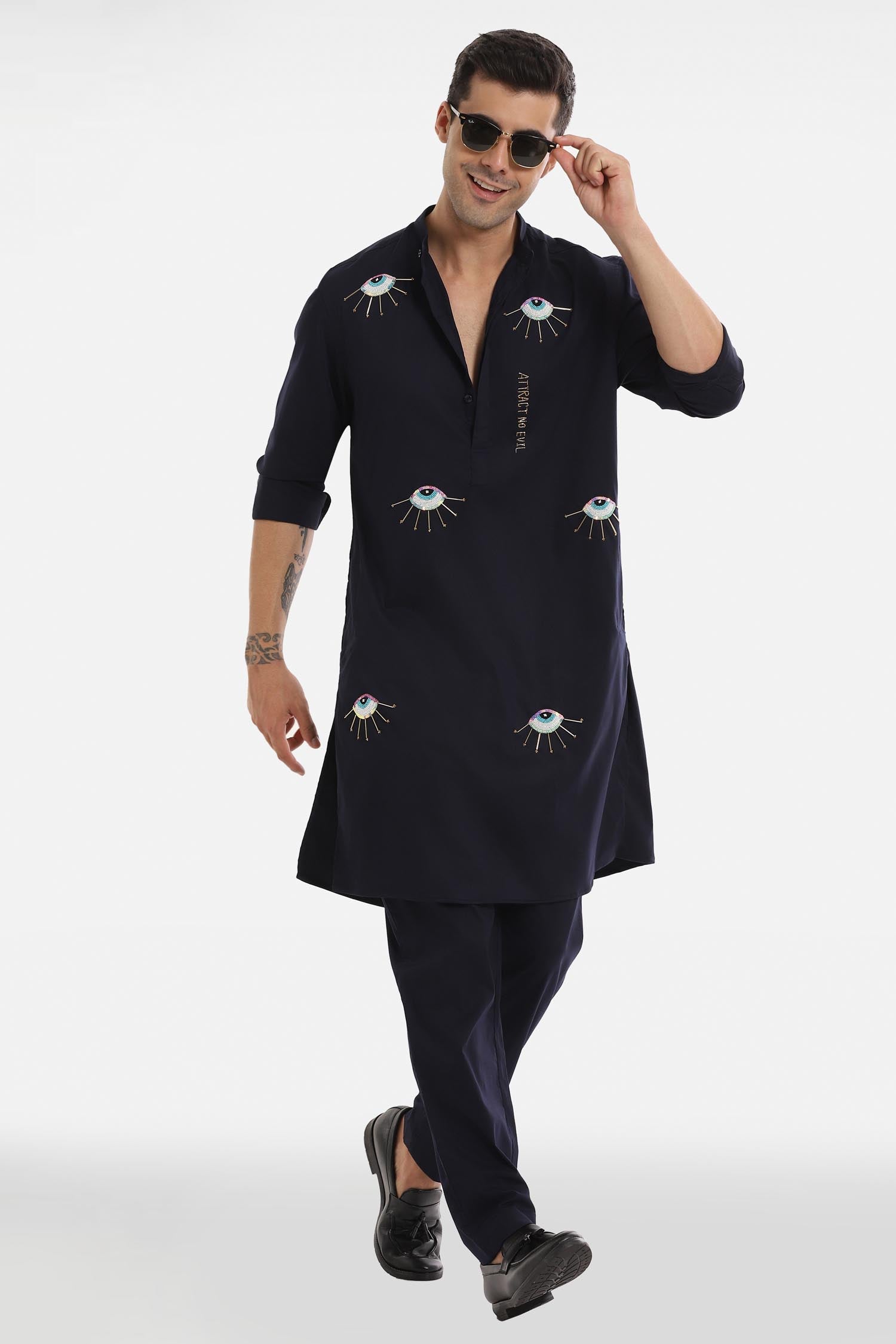 Attract No Evil Kurta - black