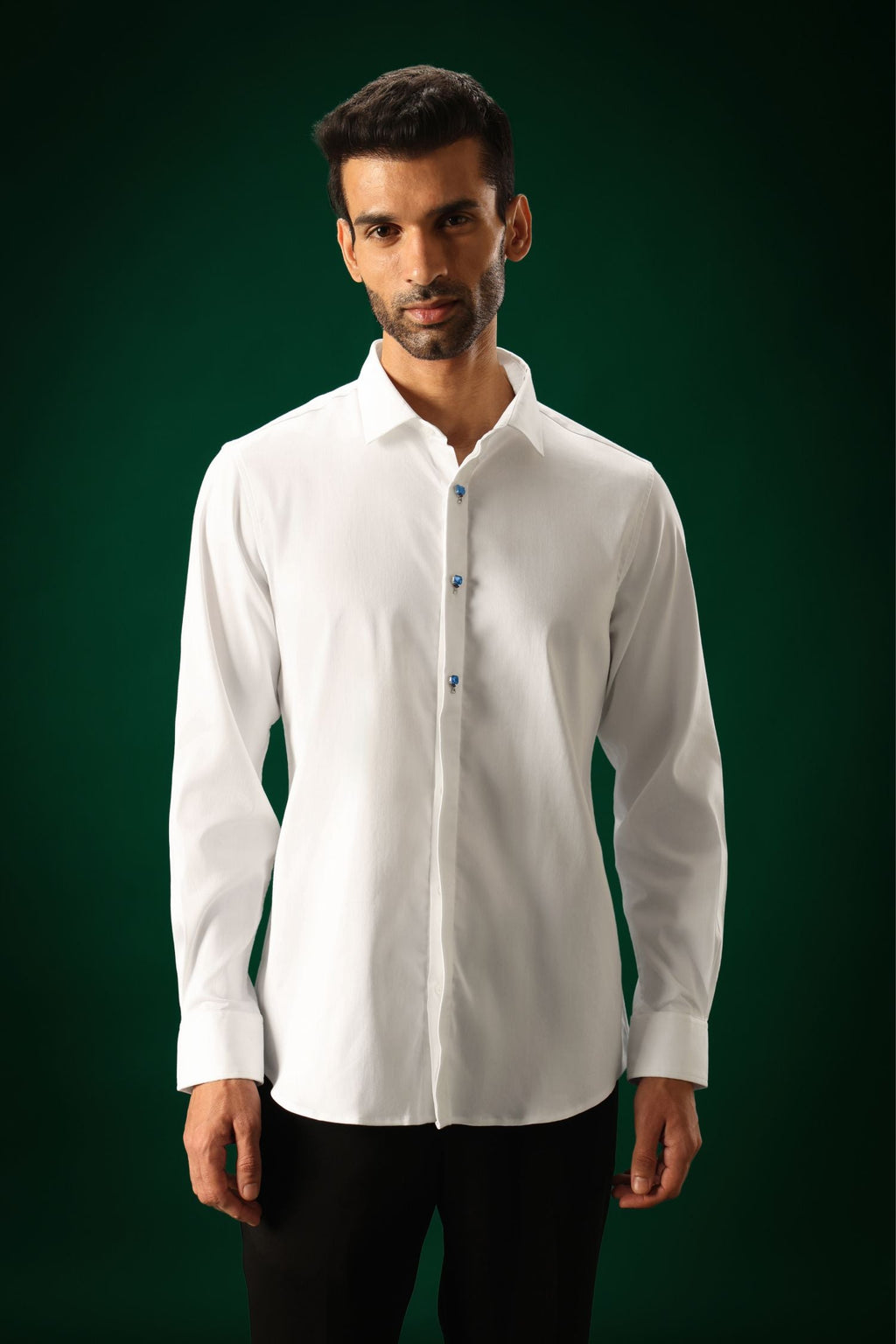 Izel - Hand Embroidered Designer Shirt - White