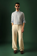 Lady Bug Hand Embroidered Irish Linen Shirt - Light Blue