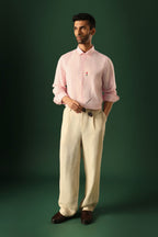 Lilly Hand Embroidered Irish Linen Shirt - Pink