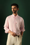 Lilly Hand Embroidered Irish Linen Shirt - Pink