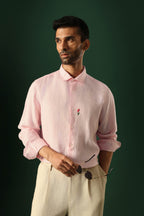 Lilly Hand Embroidered Irish Linen Shirt - Pink
