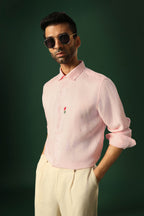 Lilly Hand Embroidered Irish Linen Shirt - Pink