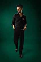 Leo(Lion) - Hand Embroidered Designer Shirt - Black