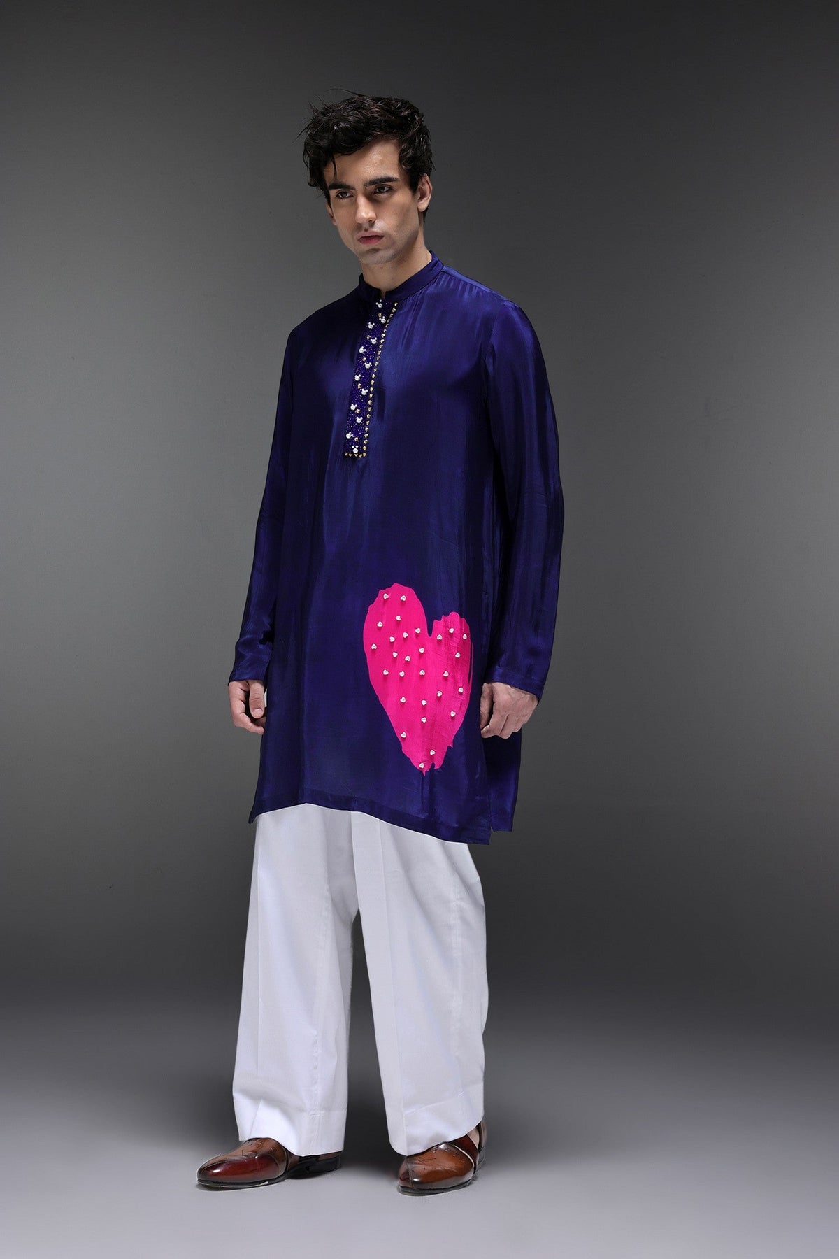 Lovestone - Hand Embroidered Designer Kurta - Navy