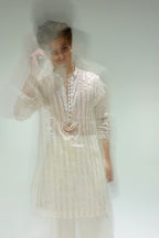 Moon - Hand Embroidered Designer Kurta - Ivory