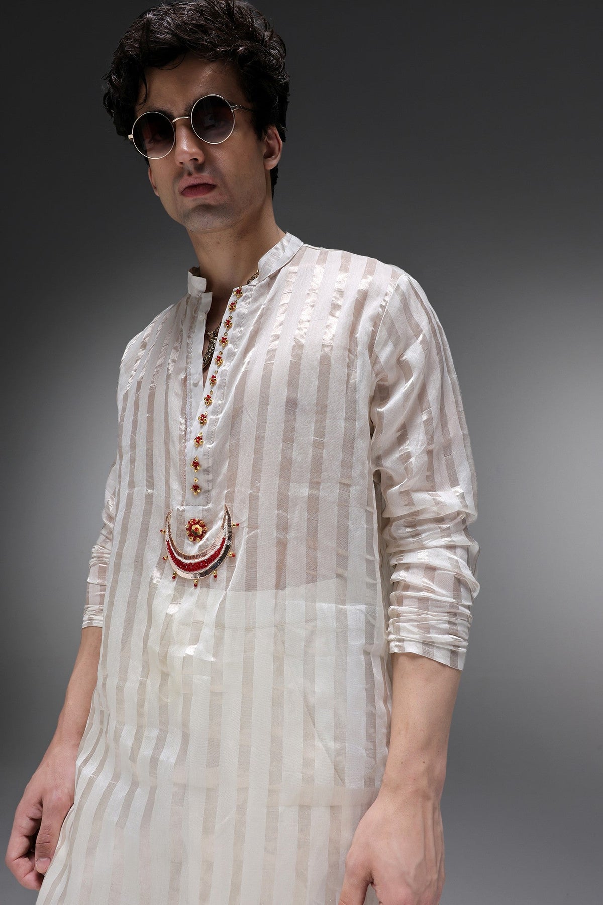 Moon - Hand Embroidered Designer Kurta - Ivory