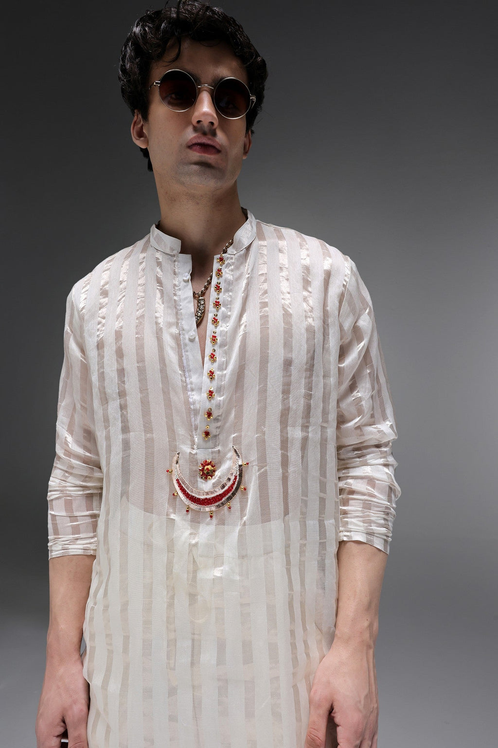 Moon - Hand Embroidered Designer Kurta - Ivory