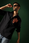Orb - Hand Embroidered Oversized Designer Shirt - Black