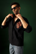 Orb - Hand Embroidered Designer Shirt - Black