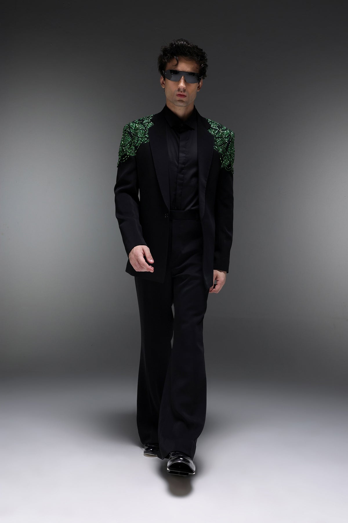 Peridot - Hand Embroidered Designer Tuxedo - Black