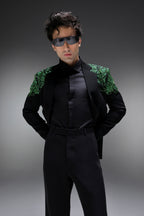 Peridot - Hand Embroidered Designer Tuxedo - Black