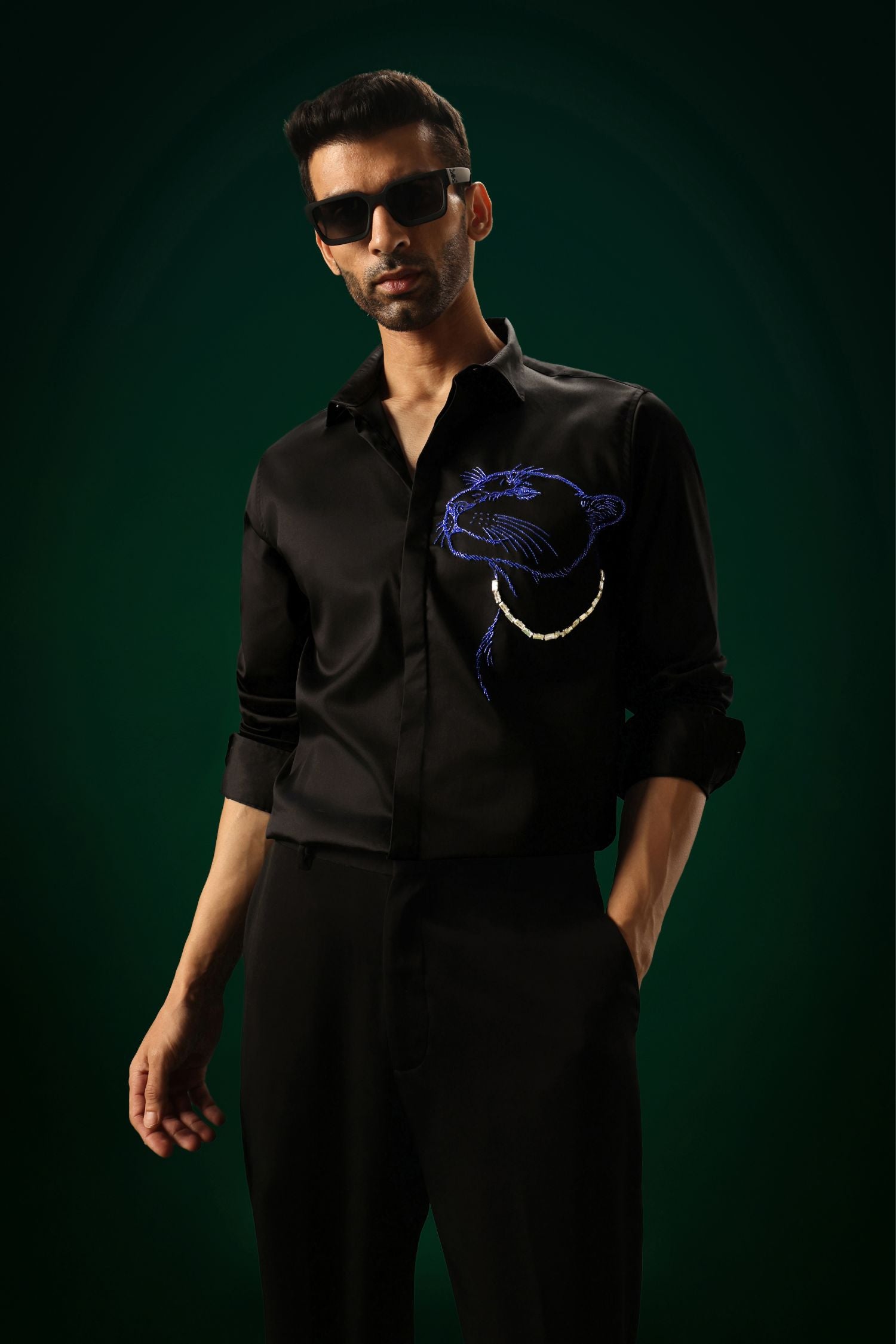 Phantom(Panther) - Hand Embroidered Designer Shirt