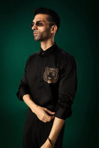 Predator(Tiger) - Hand Embroidered Designer Shirt - Black