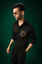 Predator(Tiger) - Hand Embroidered Designer Shirt - Black