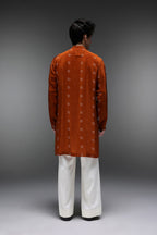 Quetzel Bhandini - Hand Embroidered Designer Kurta - Rust Brown