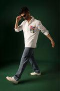 Reef - Hand Embroidered Oversized Designer Shirt - White