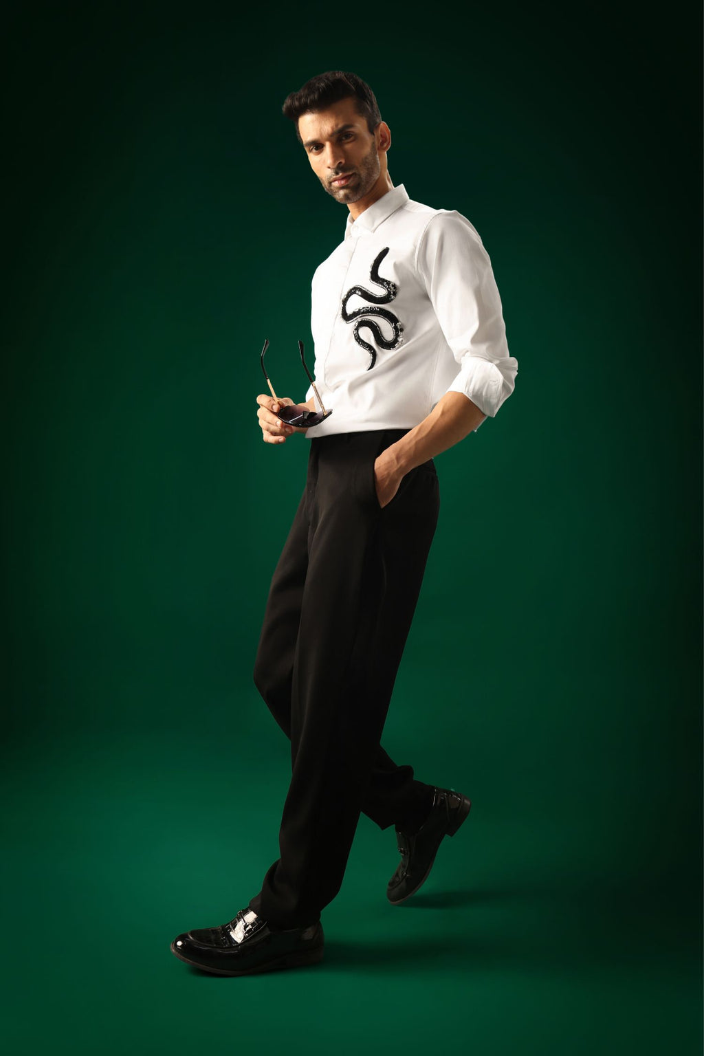 Slither(Snake) - Hand Embroidered Designer Shirt