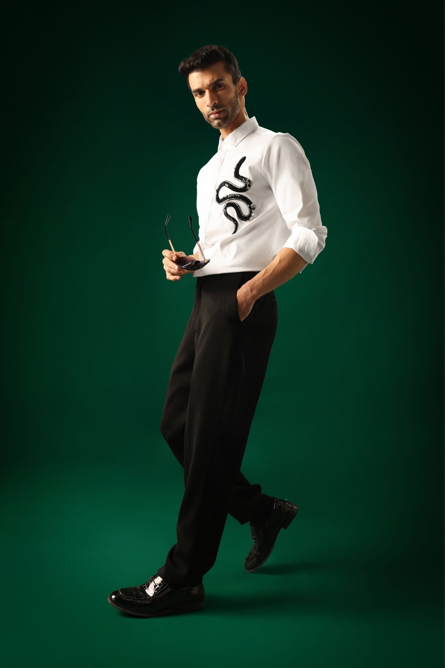 Slither(Snake) - Hand Embroidered Designer Shirt