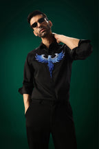 Solara(Pheonix) - Hand Embroidered Designer Shirt - Black