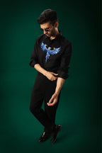 Solara(Pheonix) - Hand Embroidered Designer Shirt - Black