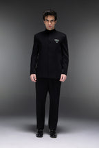 Tusk(Elephant) - Hand Embroidered Bandhgala - Black