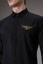 Dollar WIings hand embroidered designer shirt - Black