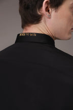 Gold Club Born to Win Hand Embroidered Designer Shirt - Black