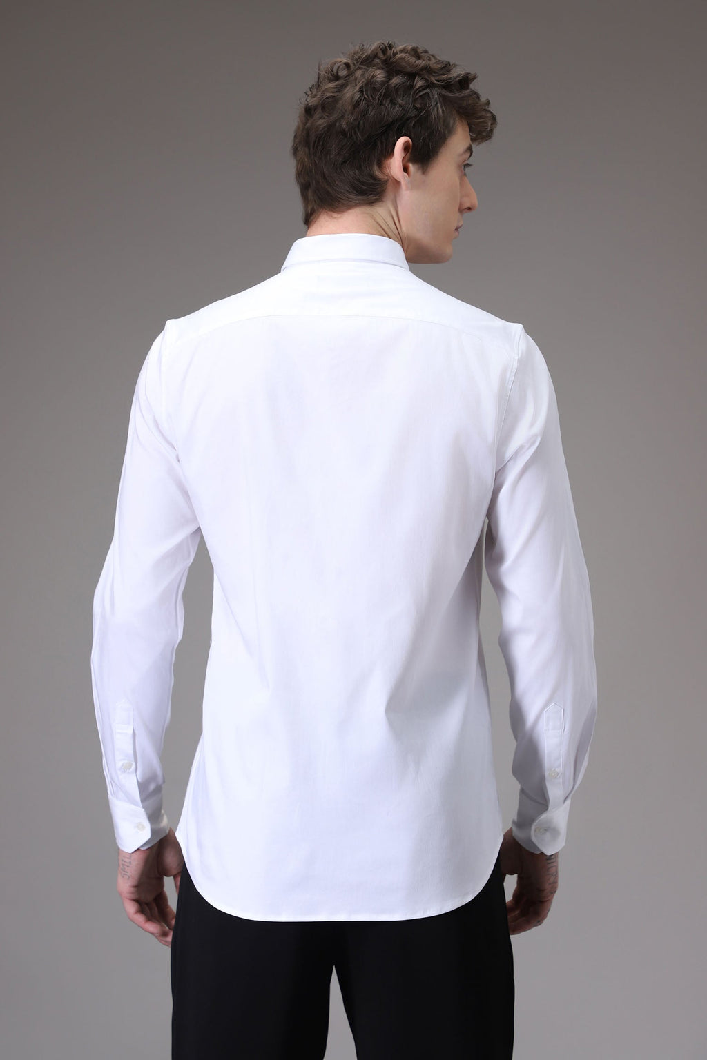 Circle  hand embroidered designer shirt -White