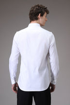 Circle  hand embroidered designer shirt -White