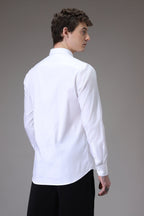 Circle  hand embroidered designer shirt -White