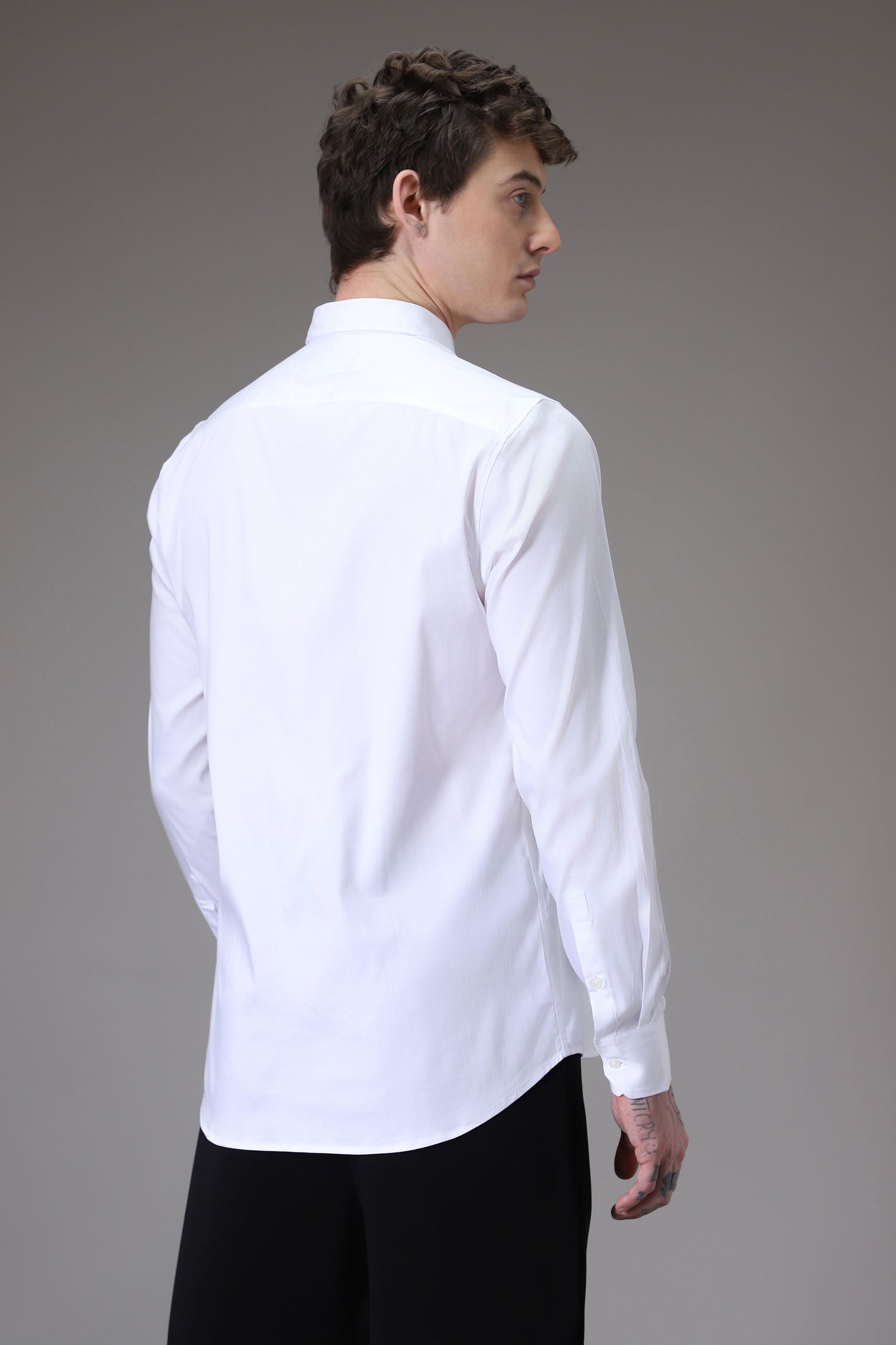Circle  hand embroidered designer shirt -White