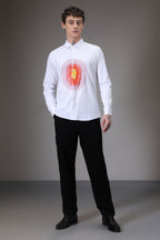 Circle  hand embroidered designer shirt -White