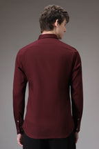Panther Pounce hand embroidered designer shirt - Wine