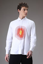 Circle  hand embroidered designer shirt -White