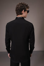 Silver Club Born to Win hand embroidered designer shirt Black
