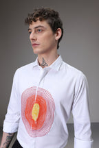 Circle  hand embroidered designer shirt -White