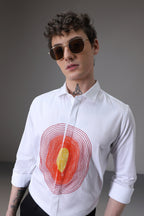 Circle  hand embroidered designer shirt -White