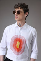 Circle  hand embroidered designer shirt -White