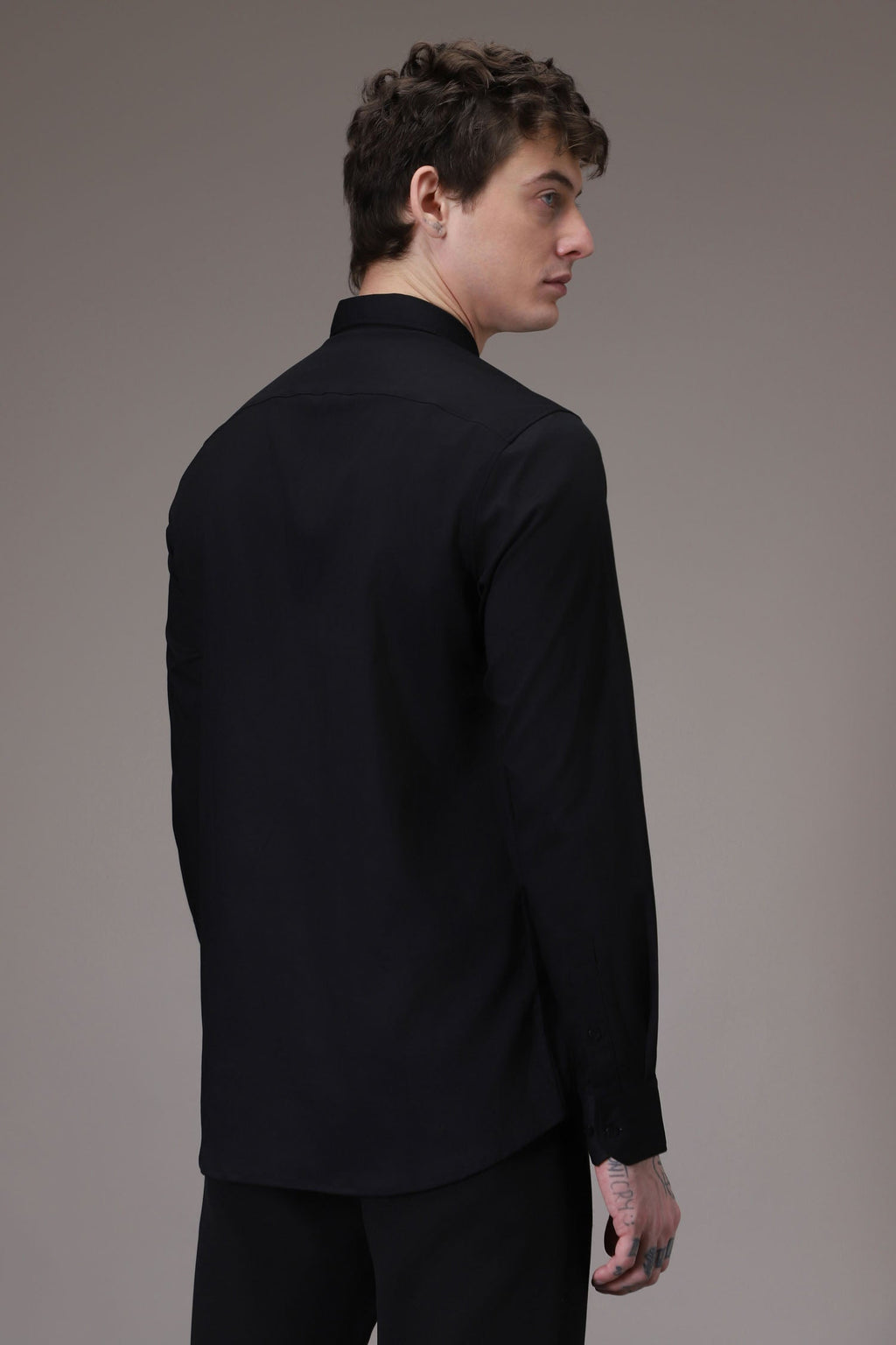 Circle  hand embroidered designer shirt -Black